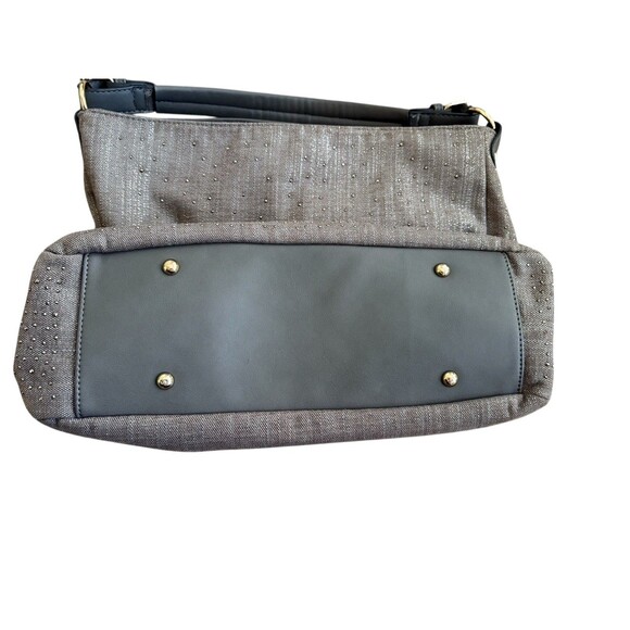 Mellow World Shoulder Bag Brown Metallic Thread Studded Gemstones Vegan Leather - Picture 9 of 13